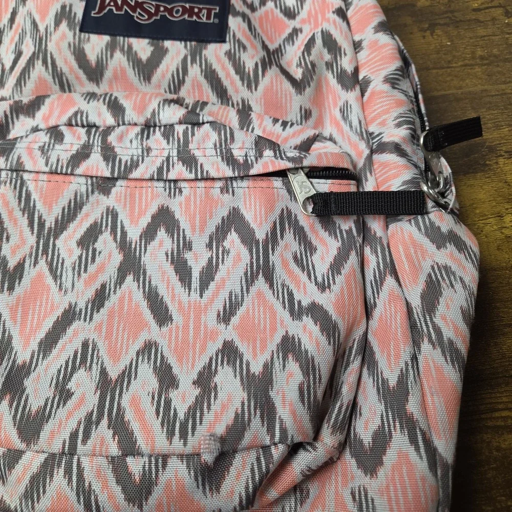 Trans JanSport SuperMax Backpack Pink Gray Southwest Ikat Aztec School Bag 15